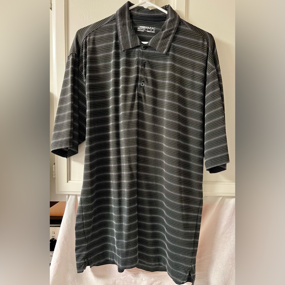 Nike Black and Gray Striped Men's Shirt